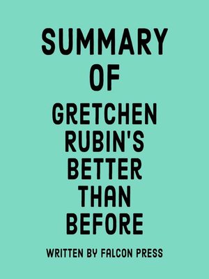 cover image of Summary of Gretchen Rubin's Better Than Before